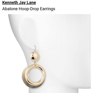 NWT Kenneth Jay Lane Abalone Hoop-Drop Earrings
